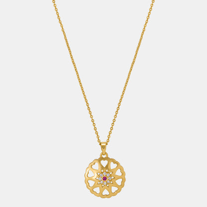 Golden Necklace with a Flower Design on it