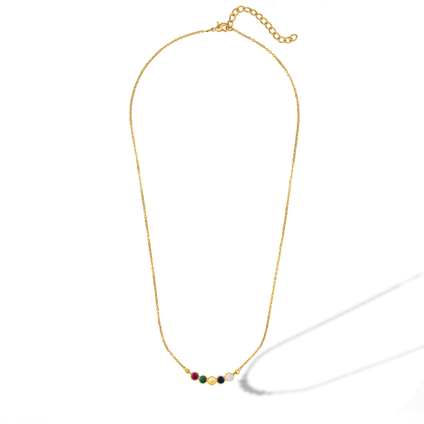 golden necklace with multicolor stones