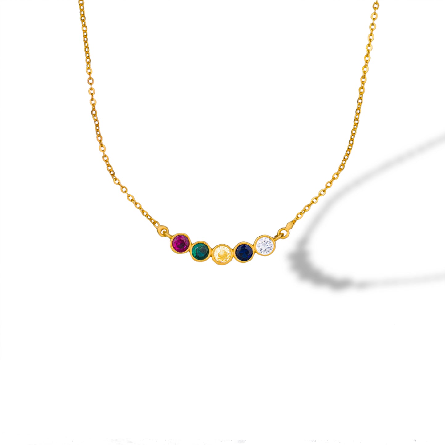 golden necklace with multicolor stones