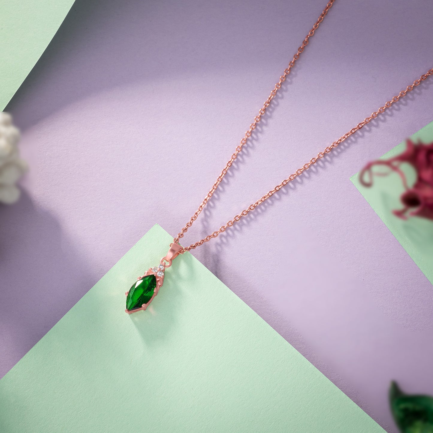 rose cut ruby stone pendant with a diamond accent