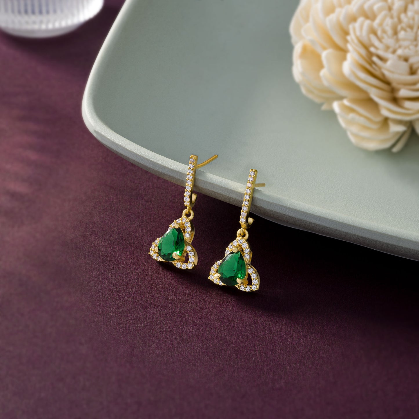 green heritage glow earring