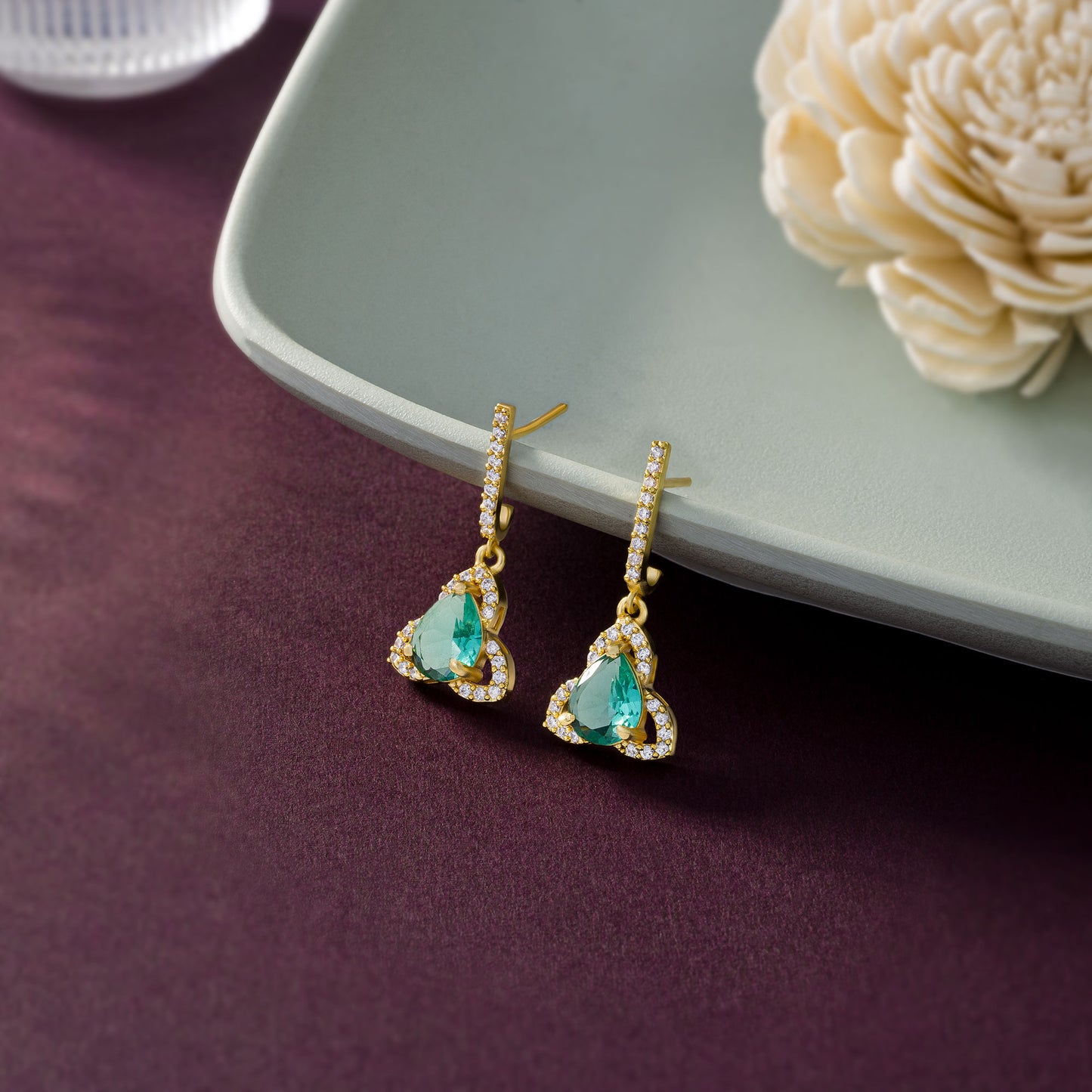 aqua green heritage glow earring