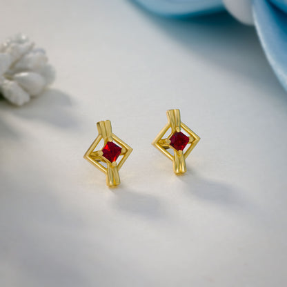 Pair of Golden Earrings with a Diamond