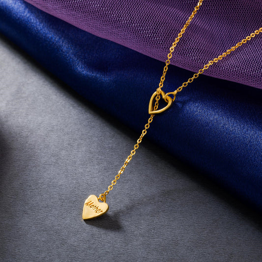 Golden Heart Necklace with a Word Mother