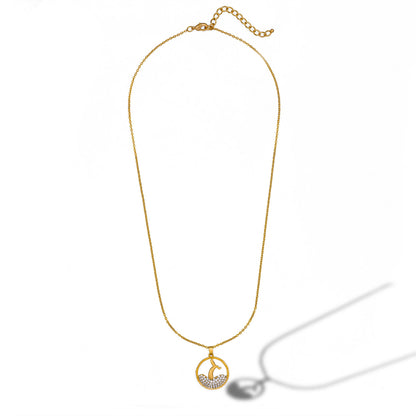 Golden Necklace with a Diamond Pendant