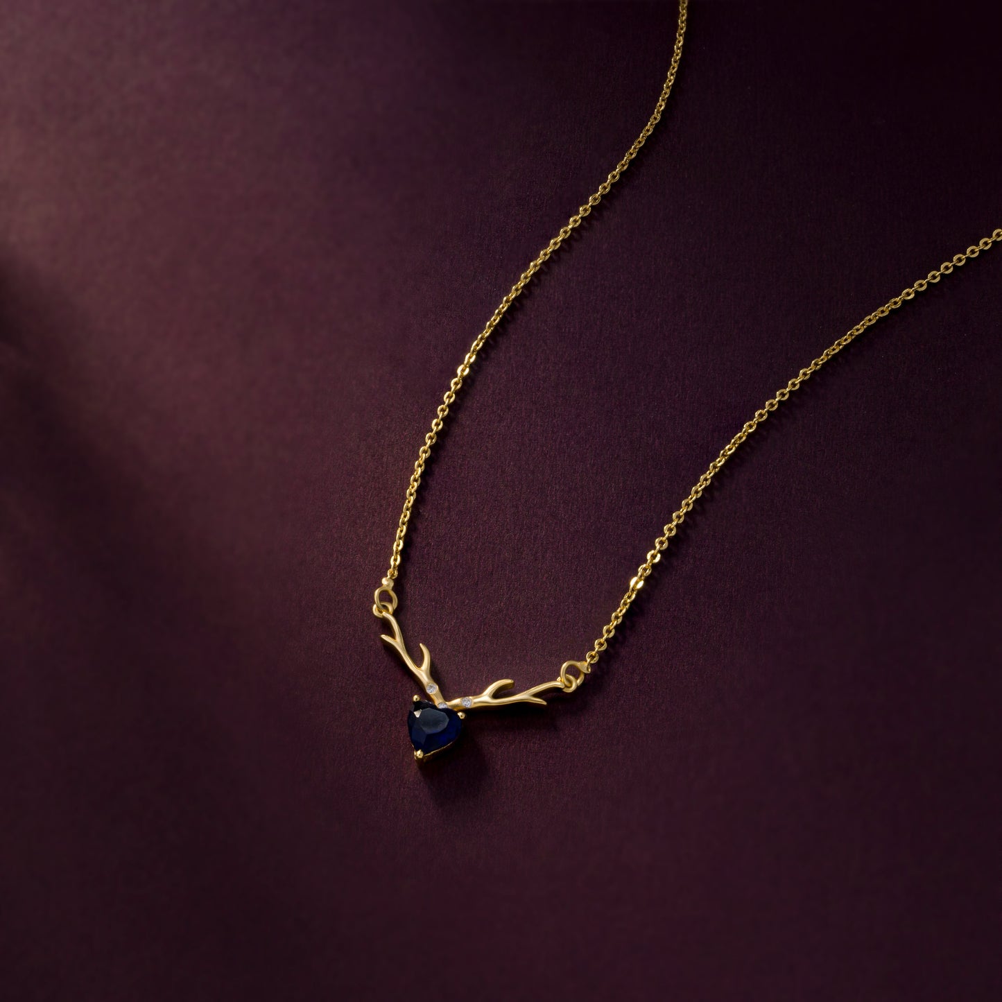 blue antler heart necklace