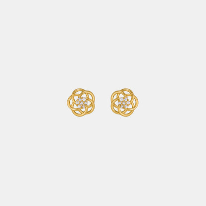 Golden Earrings with Intricate Flower