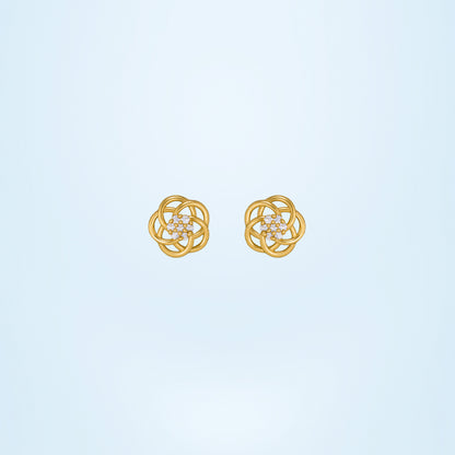 Golden Earrings with Intricate Flower