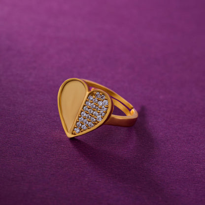 Golden Ring with a Heart Diamonds