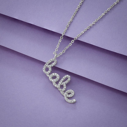 Silver Necklace with the Word Love on it