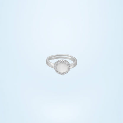 Silver Ring with a Diamond and a Small Round Stone