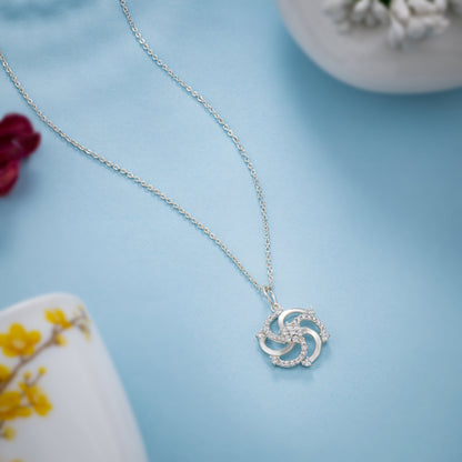 Silver Necklace with a Diamond Pendant