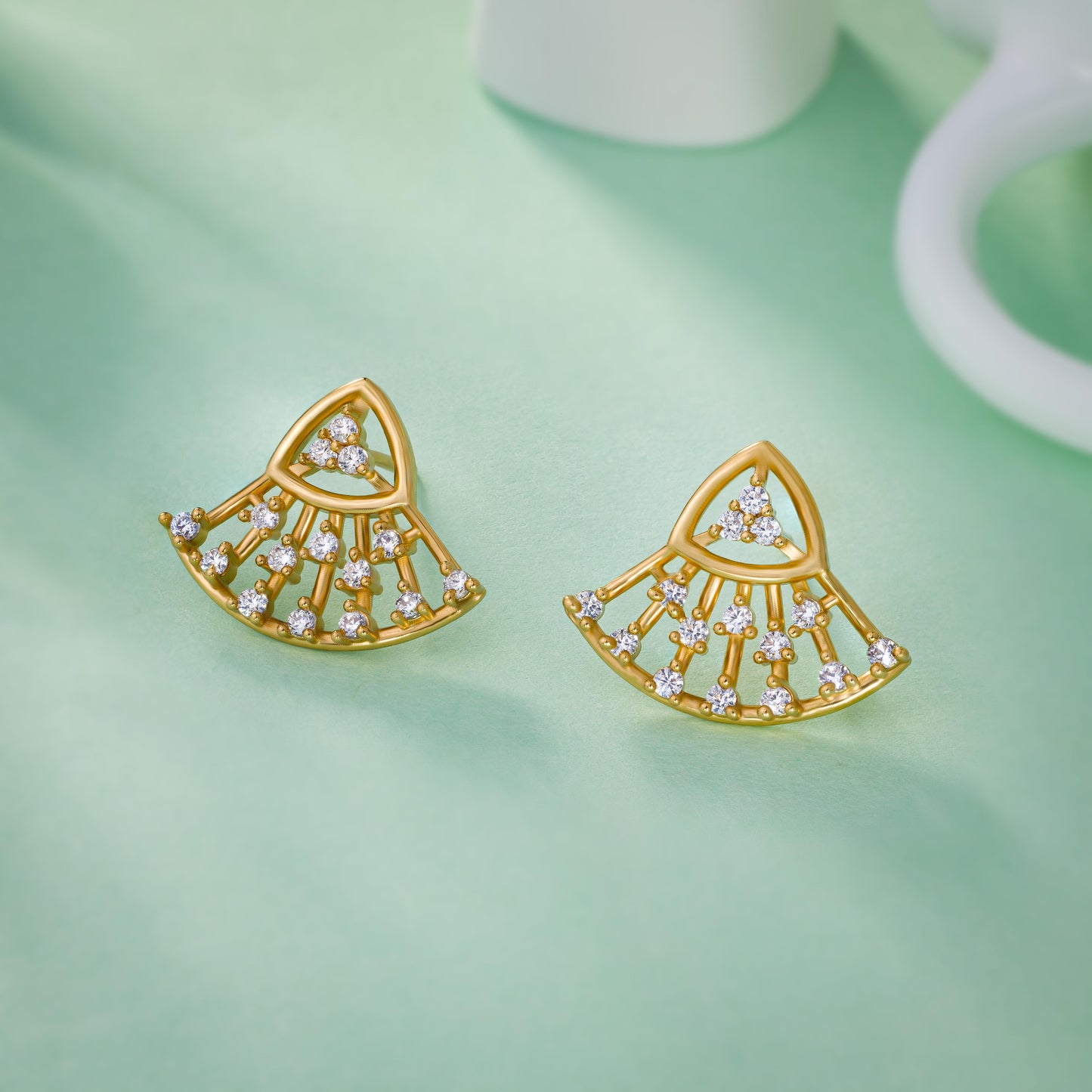 diamond fan earrings