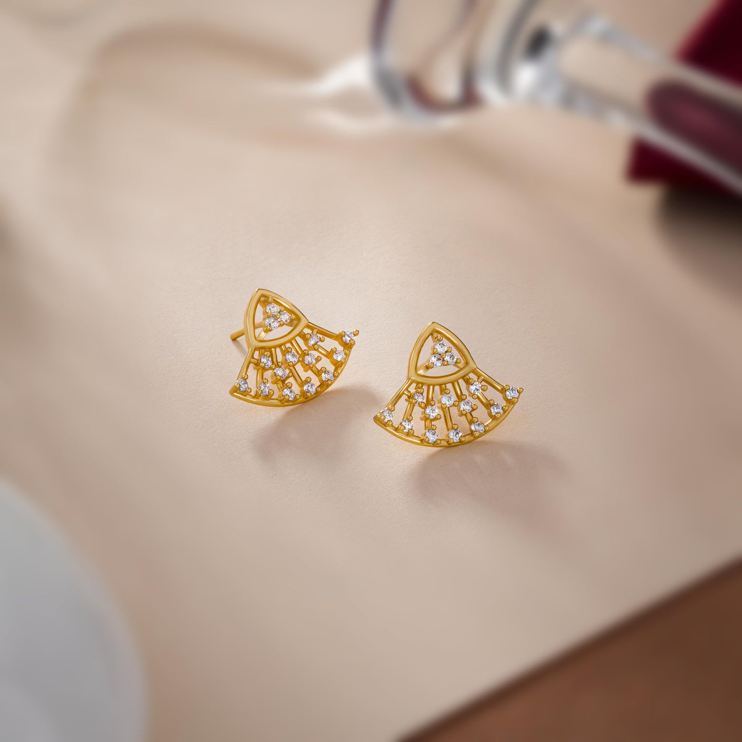 diamond fan earrings