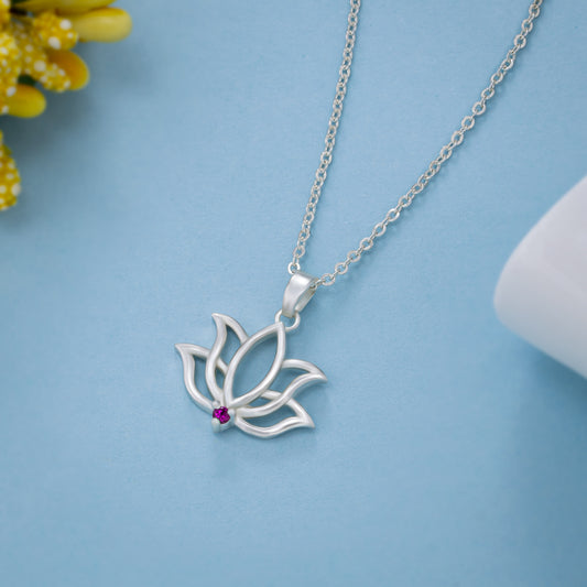 Silver Necklace with a Lotus Flower