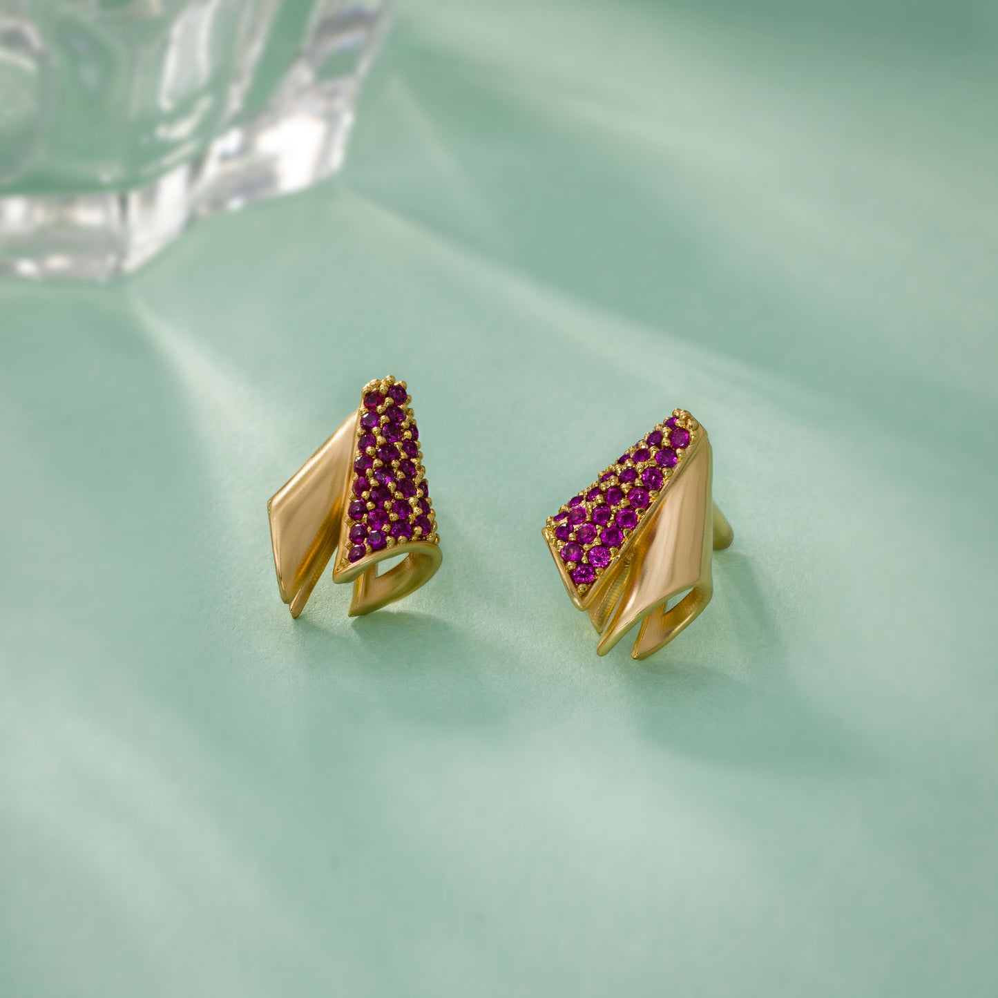 red wave sapphire studs