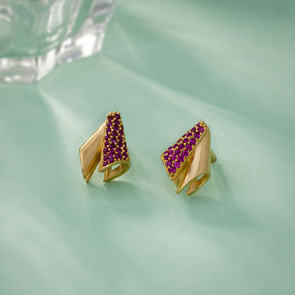 Red Wave Sapphire Studs