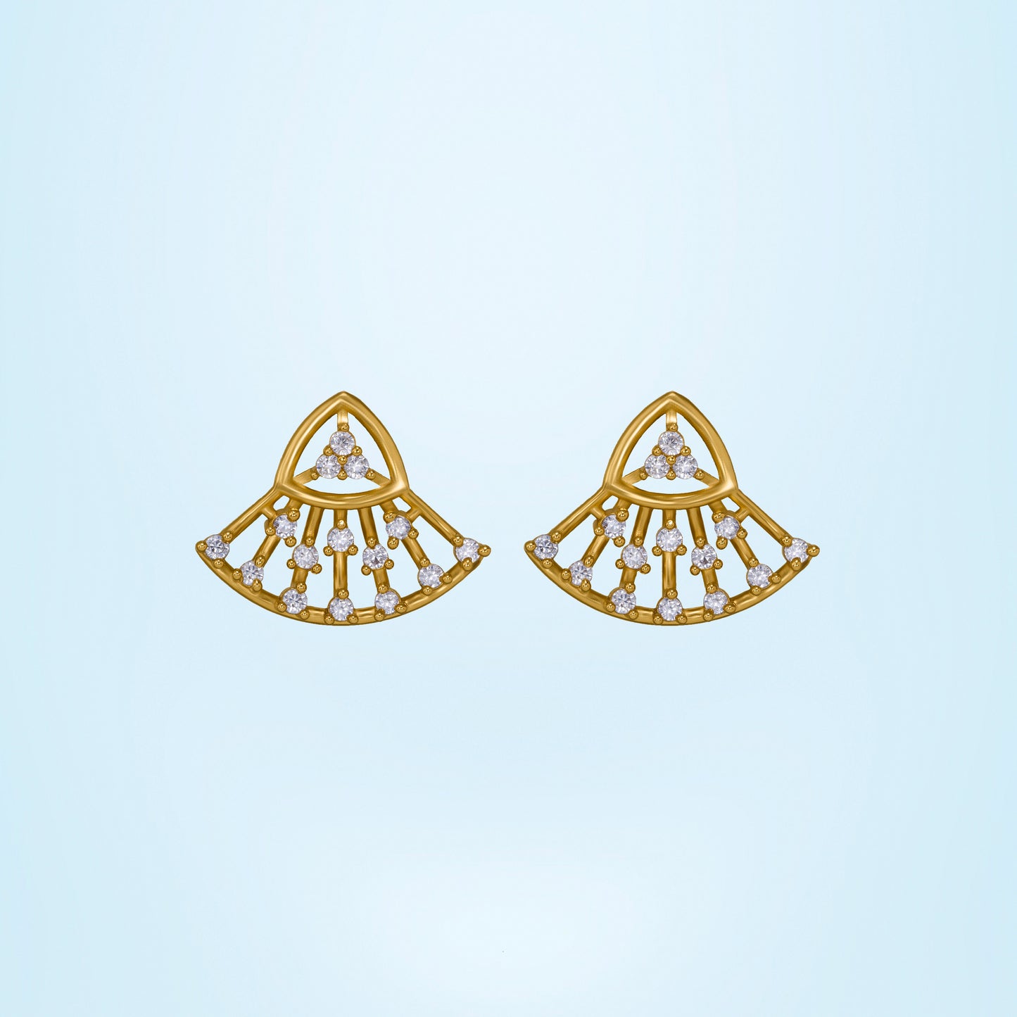 diamond fan earrings