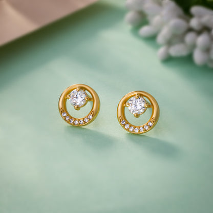 Pair of Golden Plated Earrings with Sparkling Stones