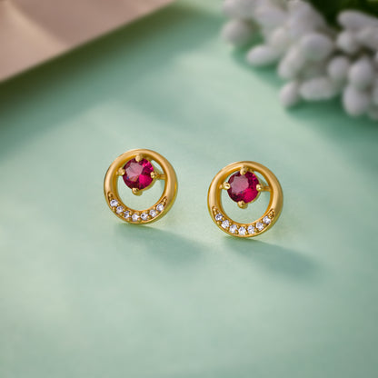 Pair of Golden Plated Earrings with Sparkling Stones