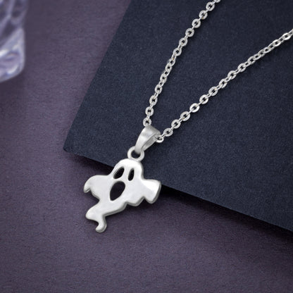 Silver Necklace with a Small Ghost  on it