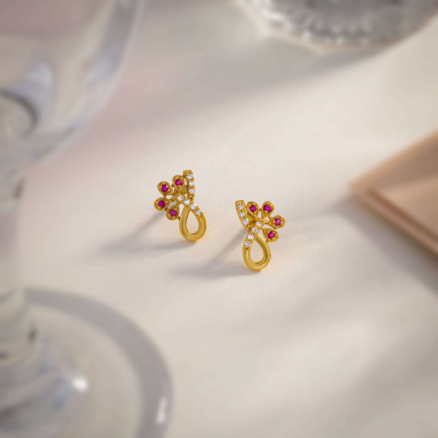 golden plated cz stud earrings