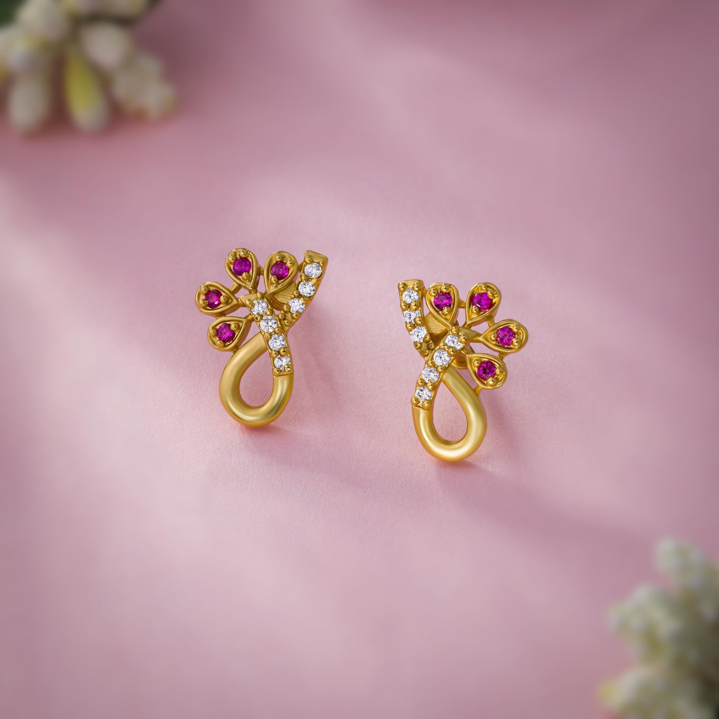 golden plated cz stud earrings