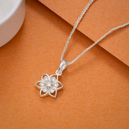 Silver Celestial White Blossom Pendant