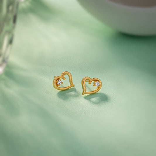 Golden Heart Stud Earrings