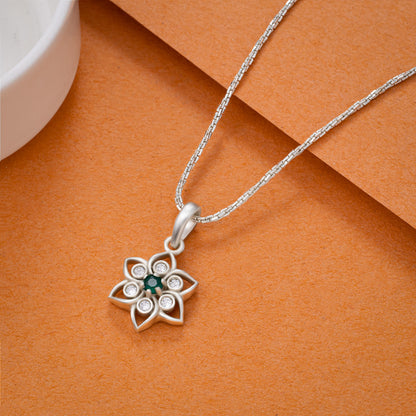 Silver Celestial Green Blossom Pendant