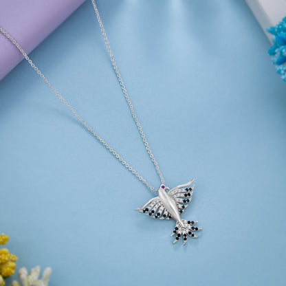 Silver Necklace with a Bird on it