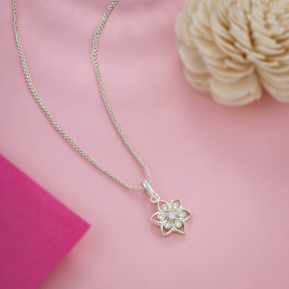 Silver Celestial White Blossom Pendant