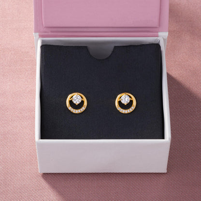 Pair of Golden Plated Earrings with Sparkling Stones