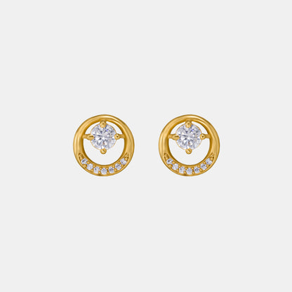 Pair of Golden Plated Earrings with Sparkling Stones