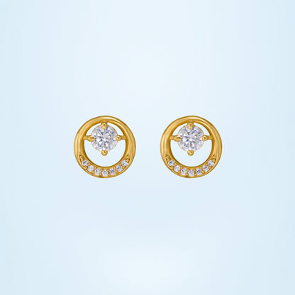 Pair of Golden Plated Earrings with Sparkling Stones