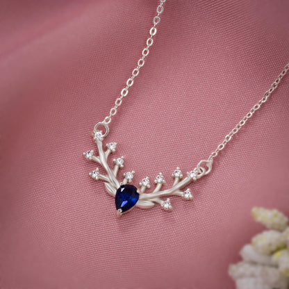 Silver Blue Branch of Grace Necklace