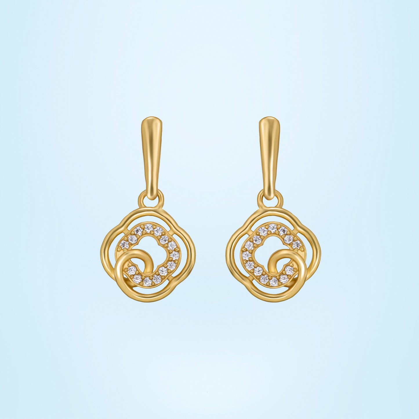 golden earrings with white diamonds