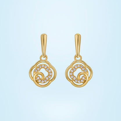 Golden Earrings with White Diamonds