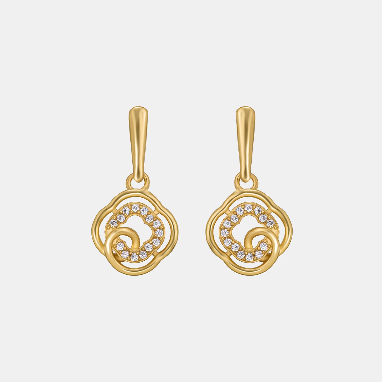 golden earrings with white diamonds