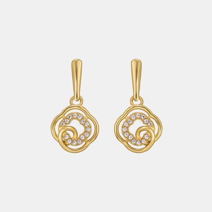 Golden Earrings with White Diamonds