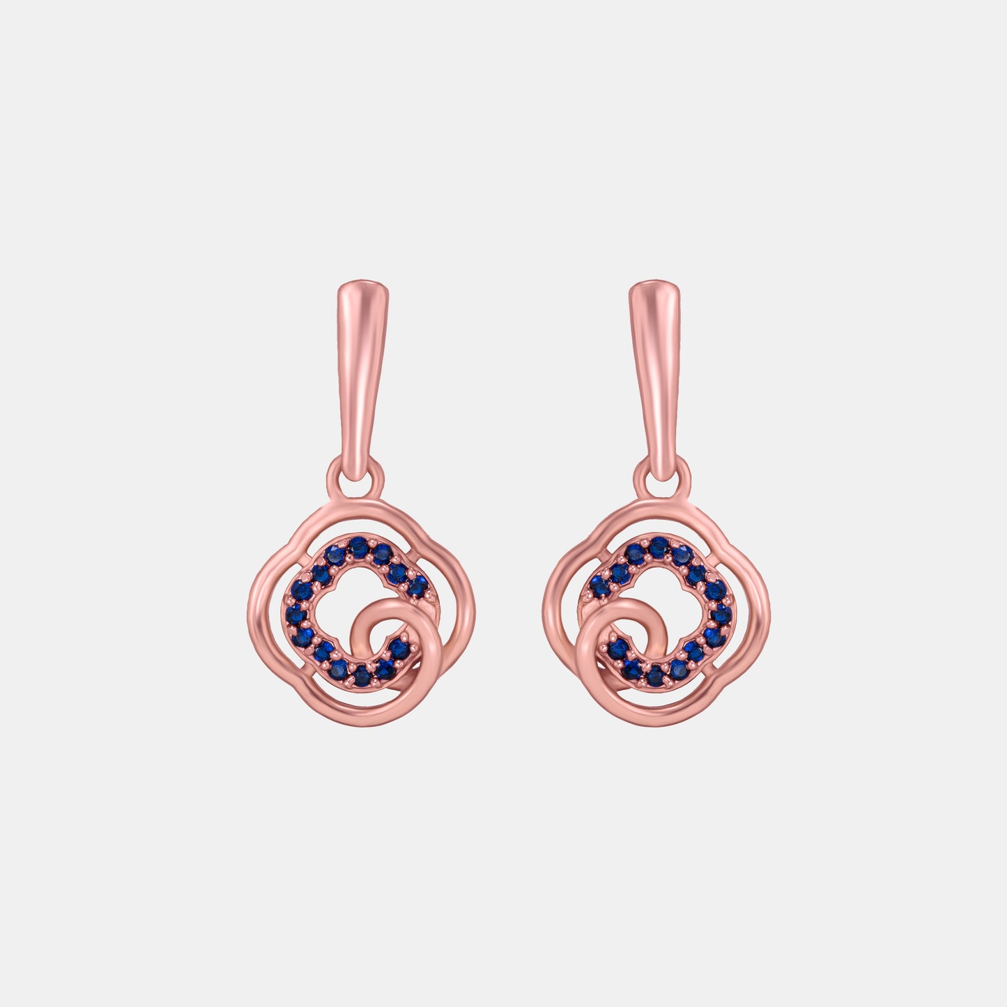 rose gold earrings with blue diamonds