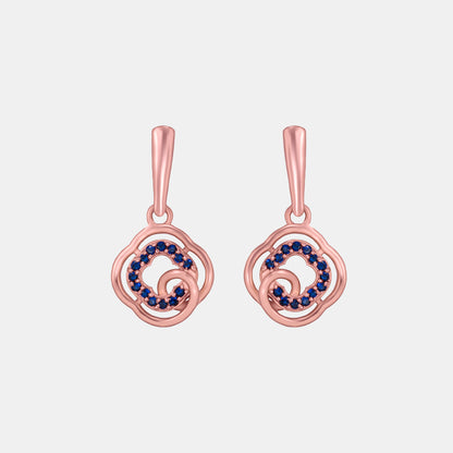 Rose Gold Earrings with Blue Diamonds