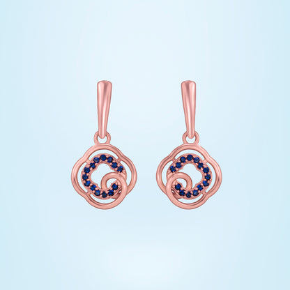 Rose Gold Earrings with Blue Diamonds