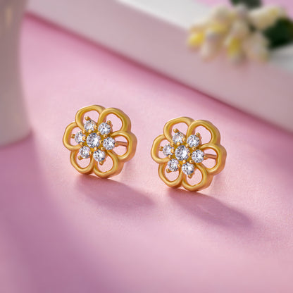 Earring_White Stone_Golden_2