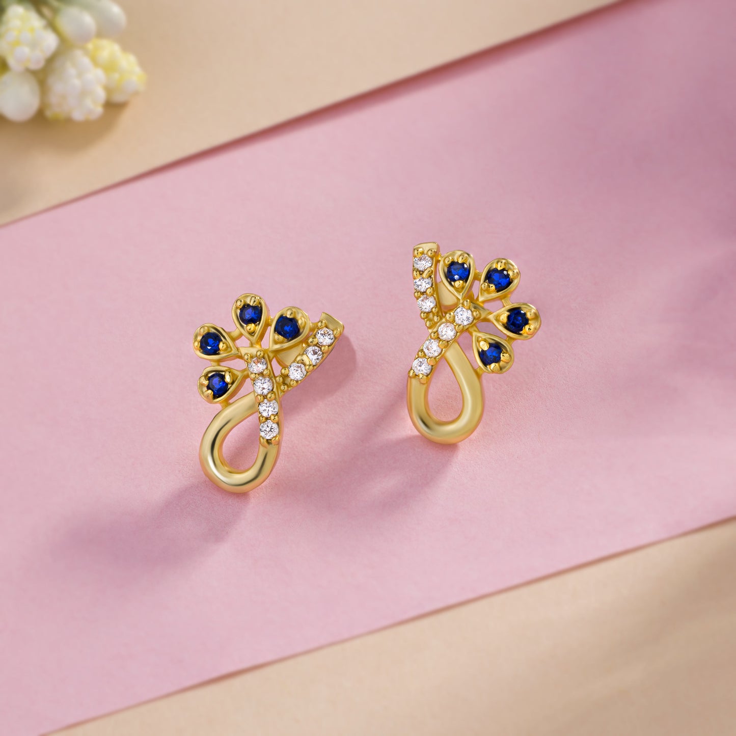 golden plated cz stud earrings