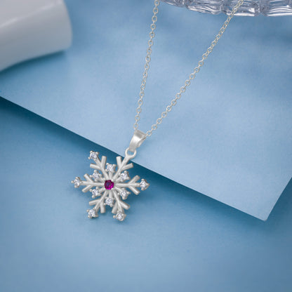 Silver Necklace with a Flower Charm