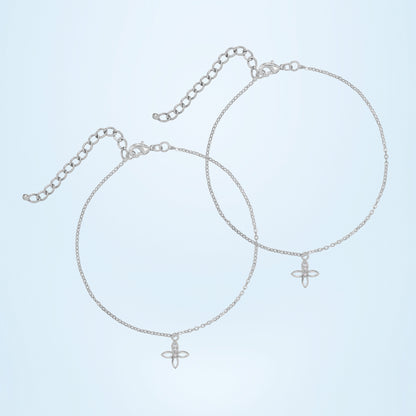 Pair of Silver Anklets with Diamonds