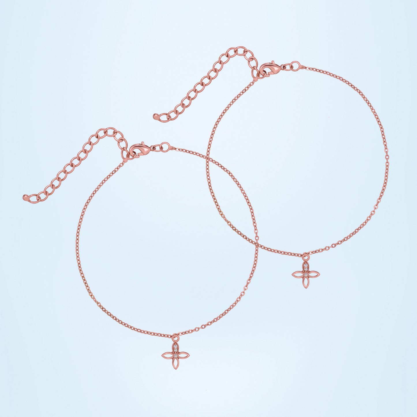 rose gold blossom grace anklets