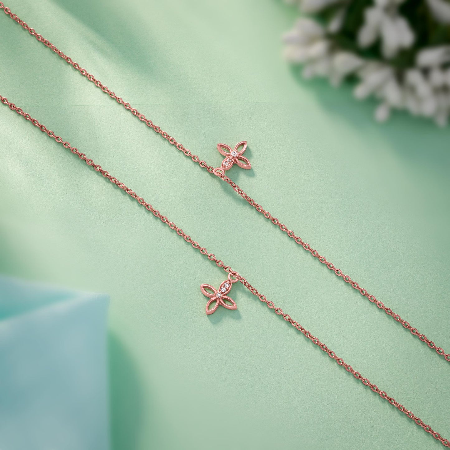 rose gold blossom grace anklets