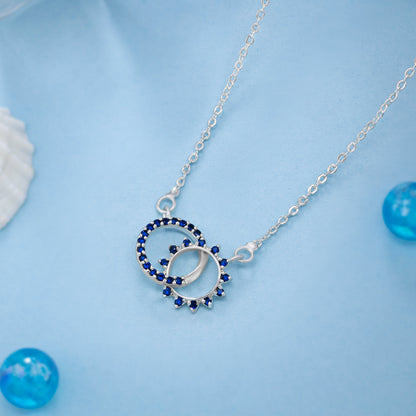 Sun and Moon Eternity Silver Necklace with Stones